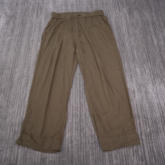 Banana Republic Pants - Banana Republic Straight High Rise Pants Womens L Brown Excellent Linen Blend